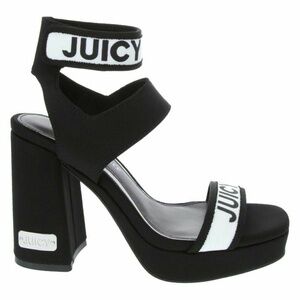 NWT JUICY COUTURE GLISTEN BLK White Neoprene Platform Heels Sandal SZ 10 NEW